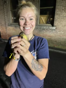 FF Hureau with the last of 10 ducklings rescued from a storm drain at 7 Mill and Main in Maynard, MA on 6/24/2023.